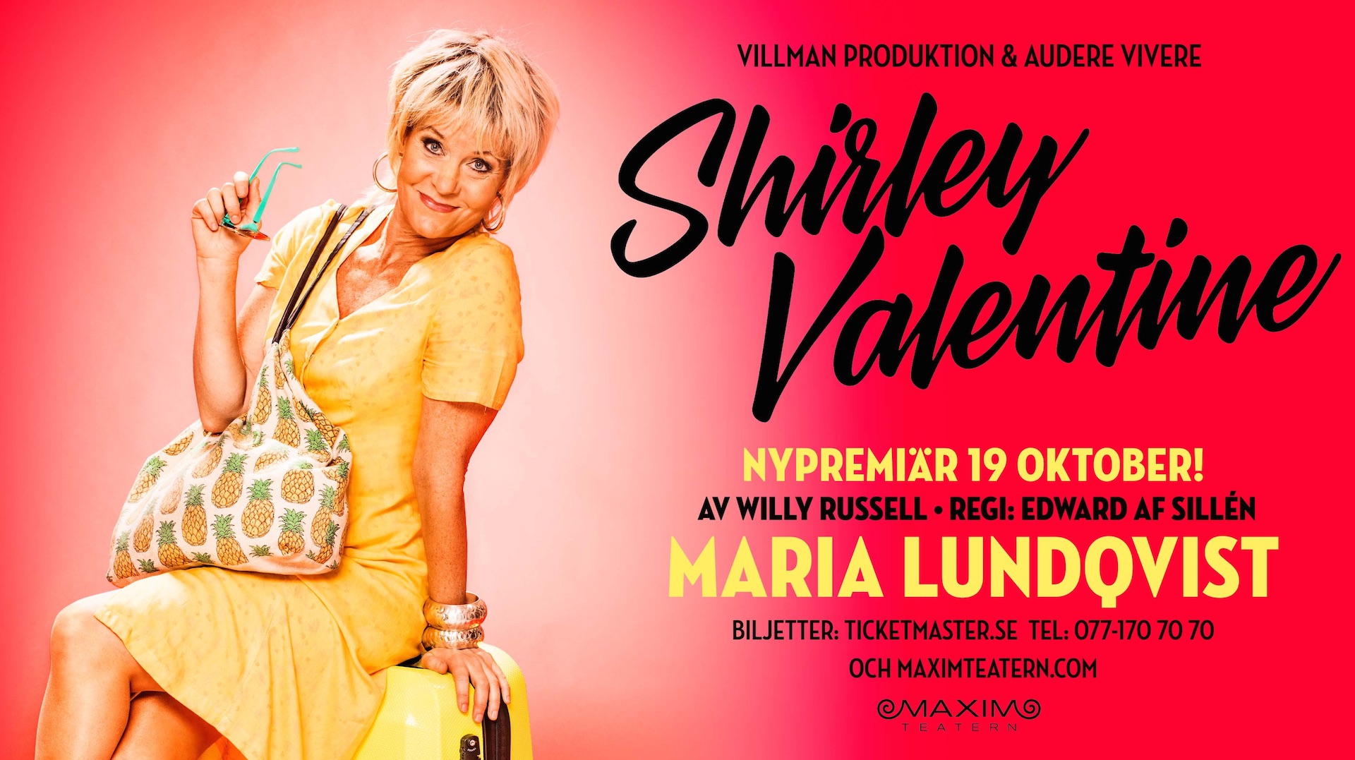 Nu släpper vi höstens biljetter till publiksuccén ”Shirley Valentine” med Maria Lundqvist. Nypremiär på Maximteatern den 19 oktober 2017! 
